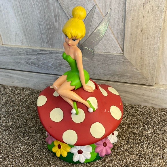 Vintage Toys Disney Tinkerbell on Mushroom Coin Bank - (no Plug) - Picture 5 of 8